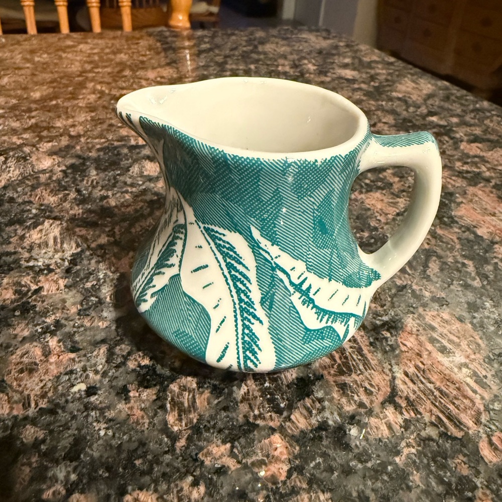 TEPCO CHINA Restaurant Ware GREEN SHADOW LEAF COFFEE CREAMER circa 1950's